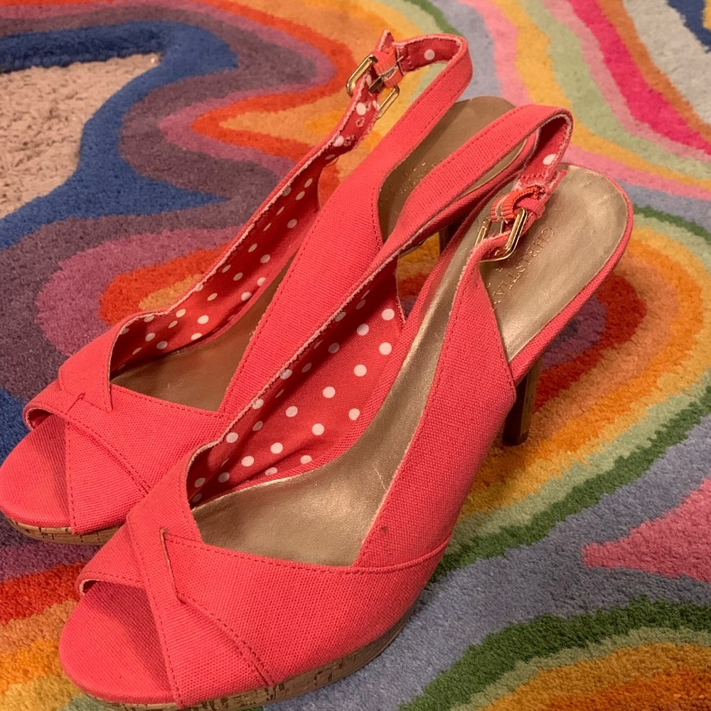 Christian Siriano Coral Slingback Peep Toe size 9